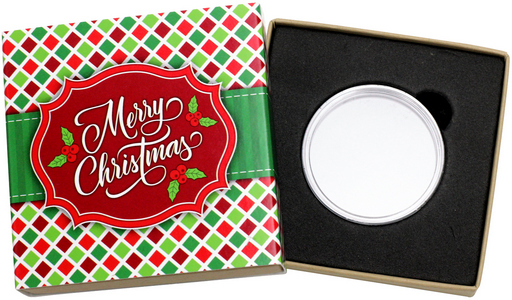 SilverTowne Natural Kraft Paper Gift Box with Merry Christmas Diamond Pattern Box Sleeve w/COA